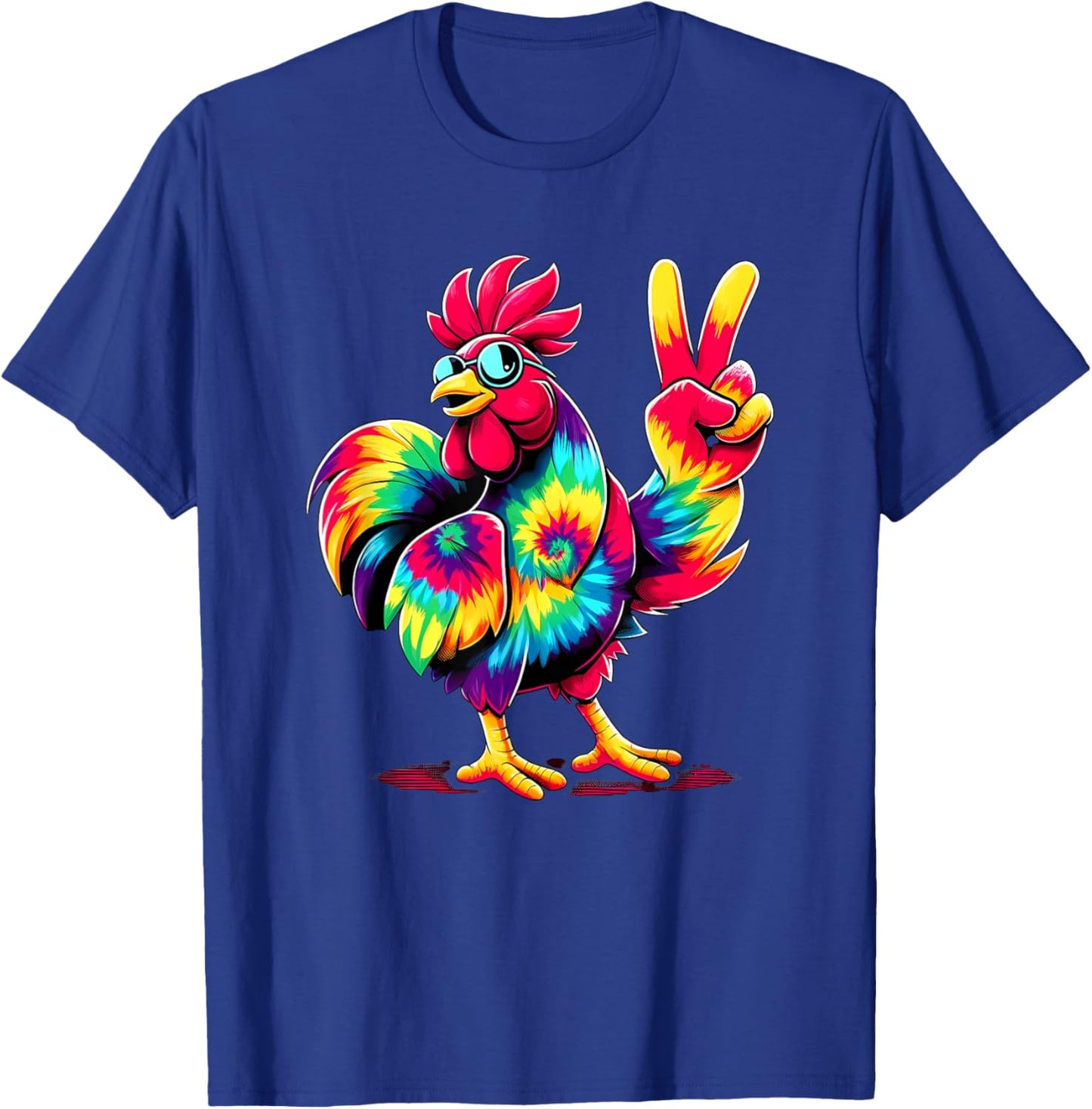 Peace Sign Tie Dye Rooster T-Shirt - T-Shirt | Royal