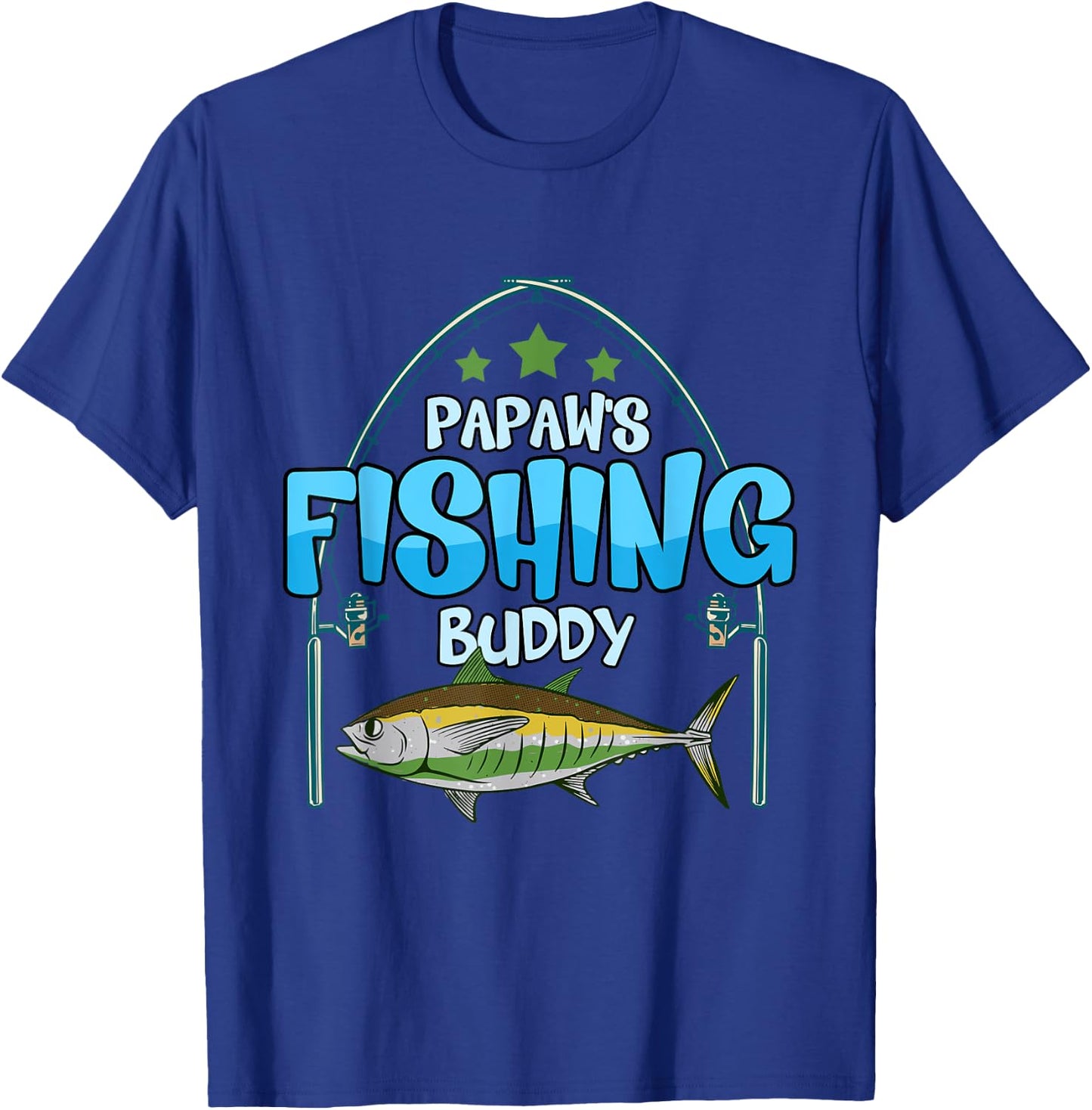 Fishing Papaw's Fishing Buddy Fish Fisherman Boys T-Shirt - T-Shirt | Royal