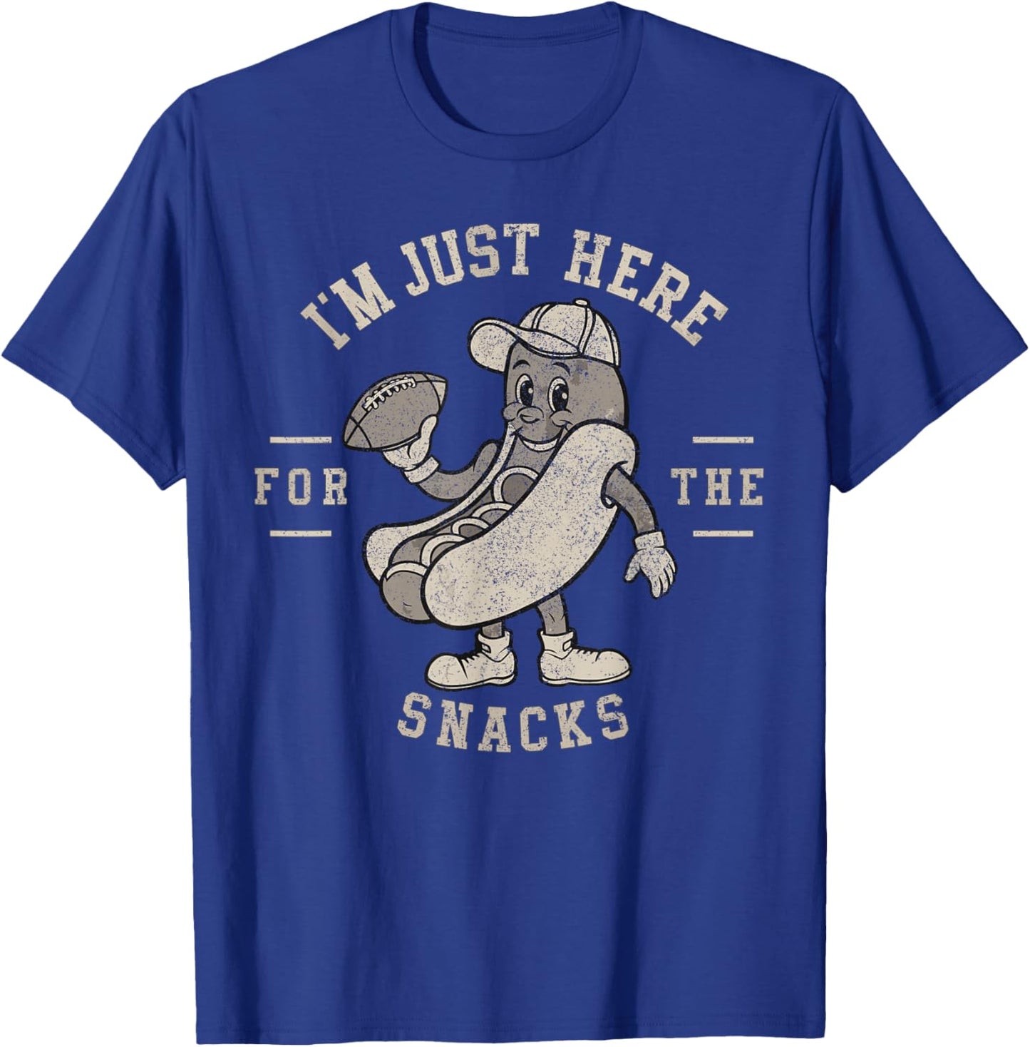 Funny I'm Just Here for The Snacks Hotdog Football T-Shirt - T-Shirt | Royal