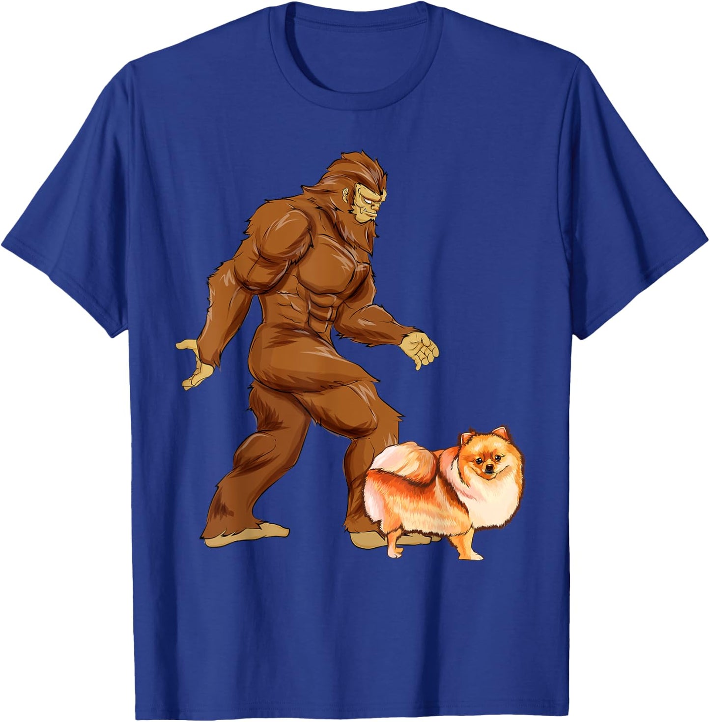 Funny Bigfoot Walking Pomeranian Sasquatch Dog Women Kids T-Shirt - T-Shirt | Royal