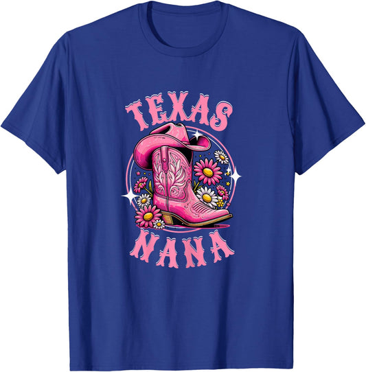 Rodeo Country Western Cowgirl Pink Cowboy Boots Texas Nana T-Shirt - T-Shirt | Royal