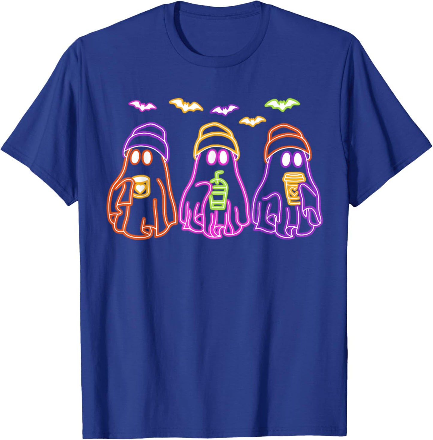 Ghost Drinking Coffee Funny Halloween Costume Coffee Lover T-Shirt - T-Shirt | Royal