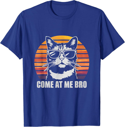Come at me bro Cat, Funny Cats Retro Sunset Sarcastic Joke T-Shirt - T-Shirt | Royal