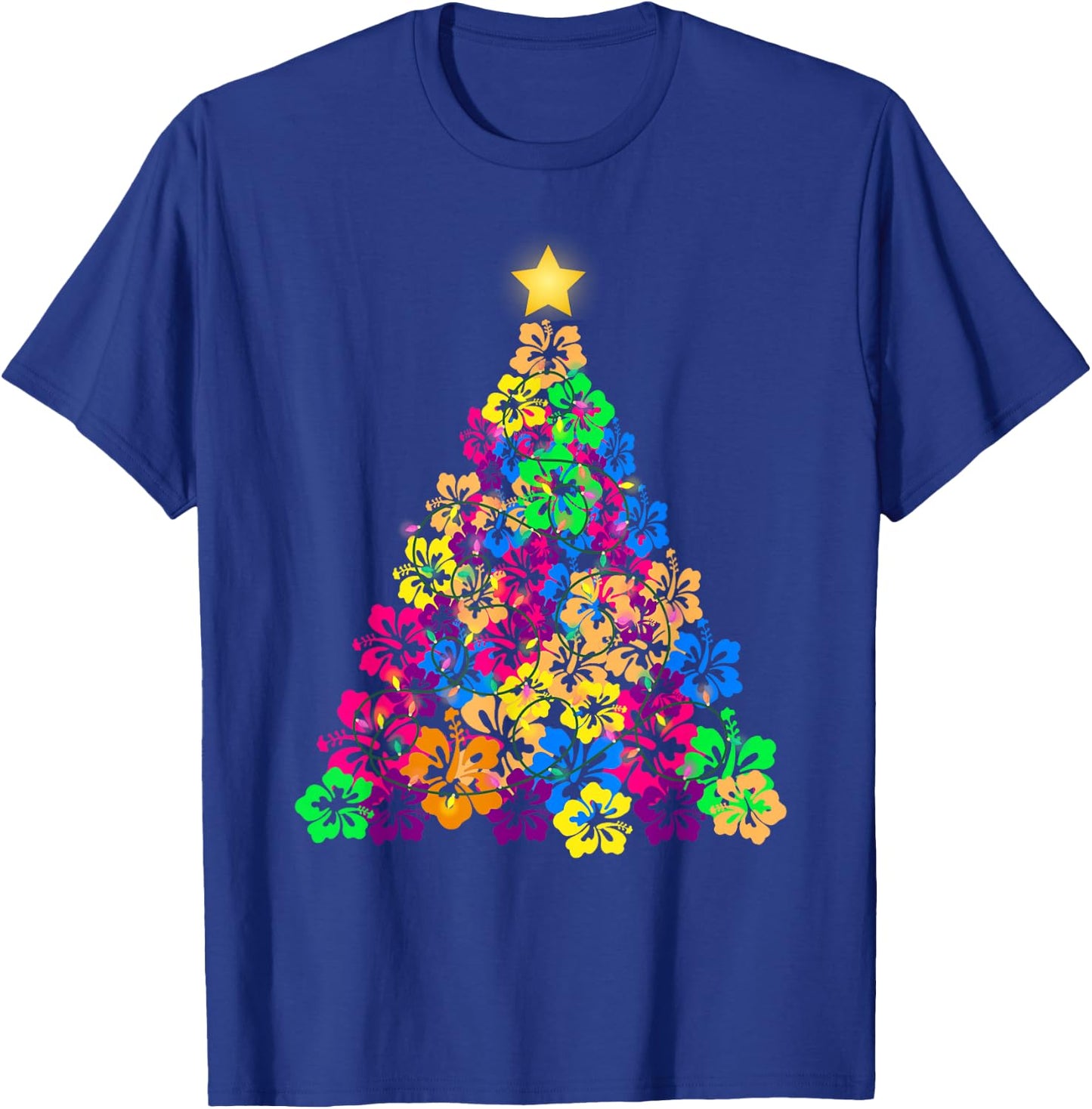 Hawaiian Christmas Hibiscus Flower Tree Hawaii Tropical xmas T-Shirt - T-Shirt | Royal