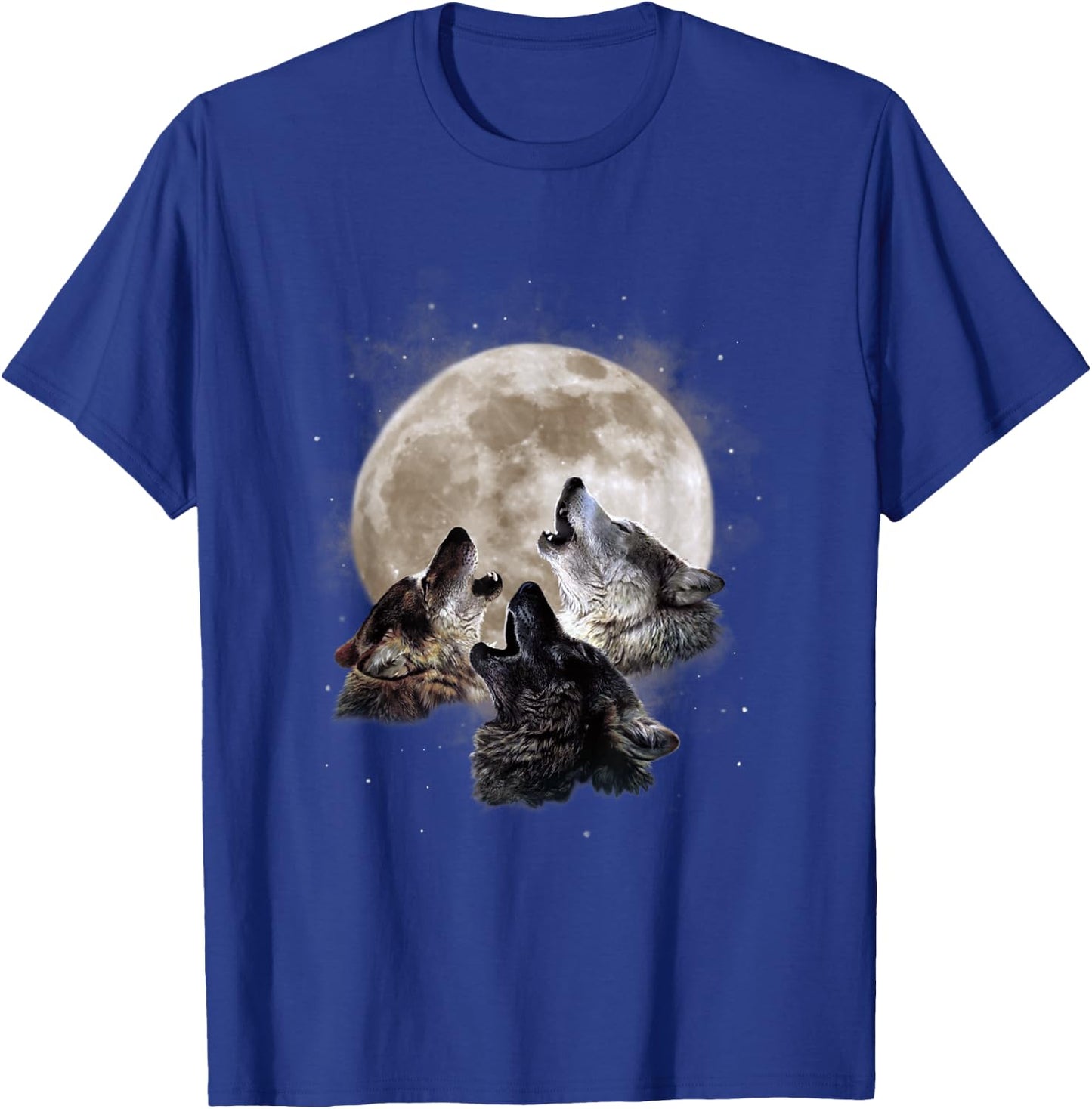 Three Wolves Howling at the Moon - Wolf Lover T-Shirt - T-Shirt | Royal