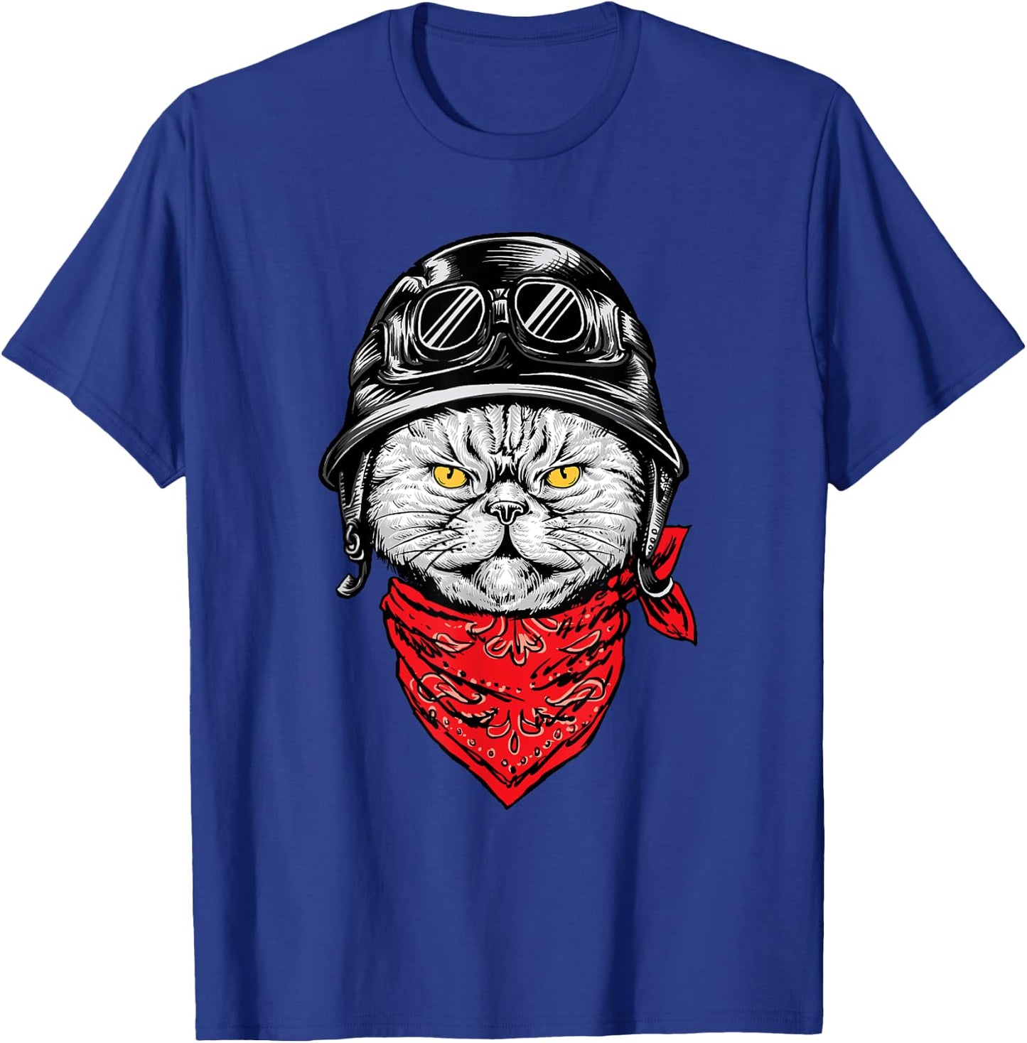 Biker Cat - Motorcycle Chopper Biker Motorbike T-Shirt - T-Shirt | Royal
