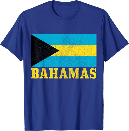 Bahamas Flag Vintage Caribbean Souvenir T-Shirt - T-Shirt | Royal