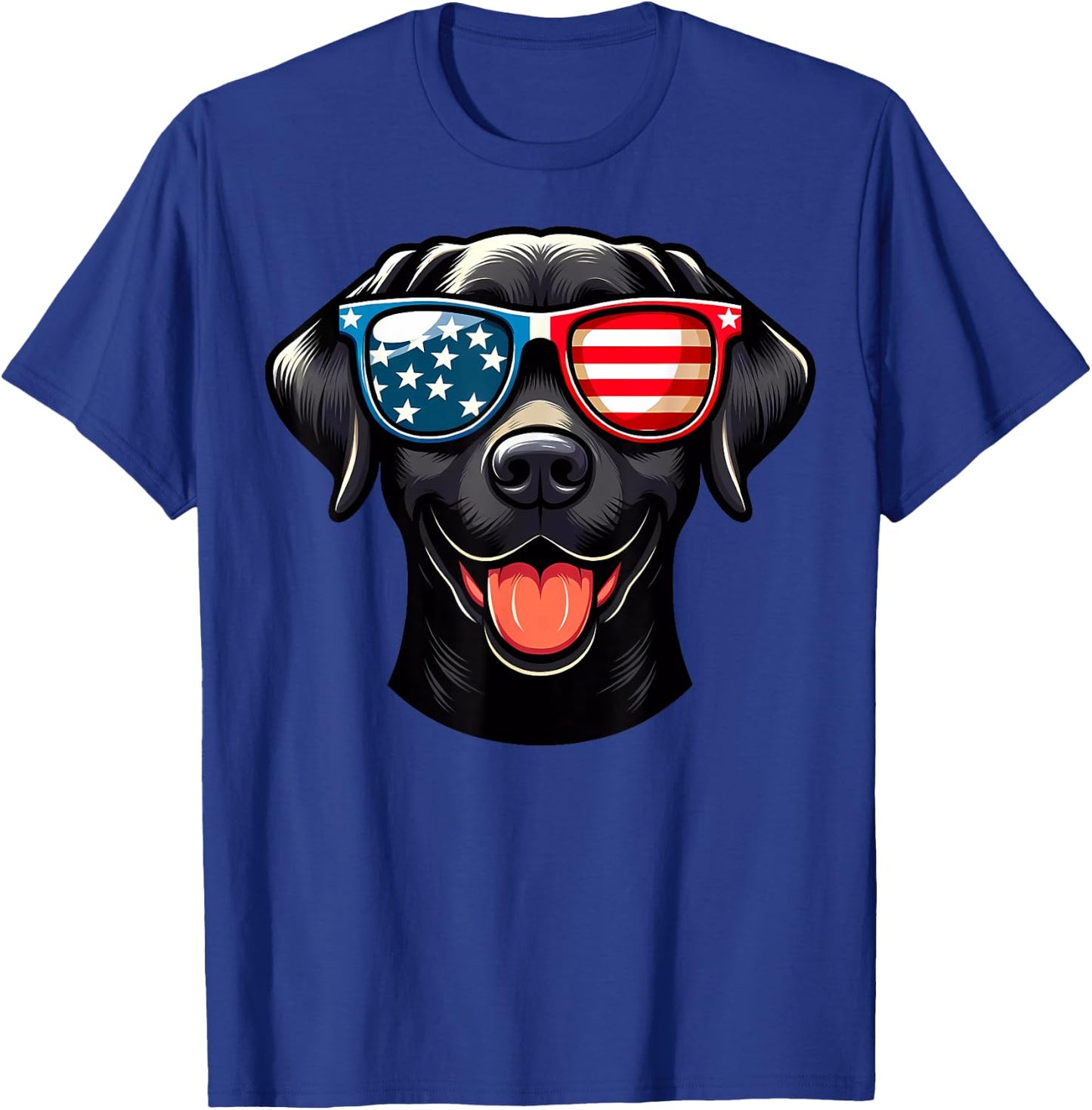 Black Labrador Patriotic American Flag USA Lab Retriever Women Kids Men T-Shirt - T-Shirt | Royal
