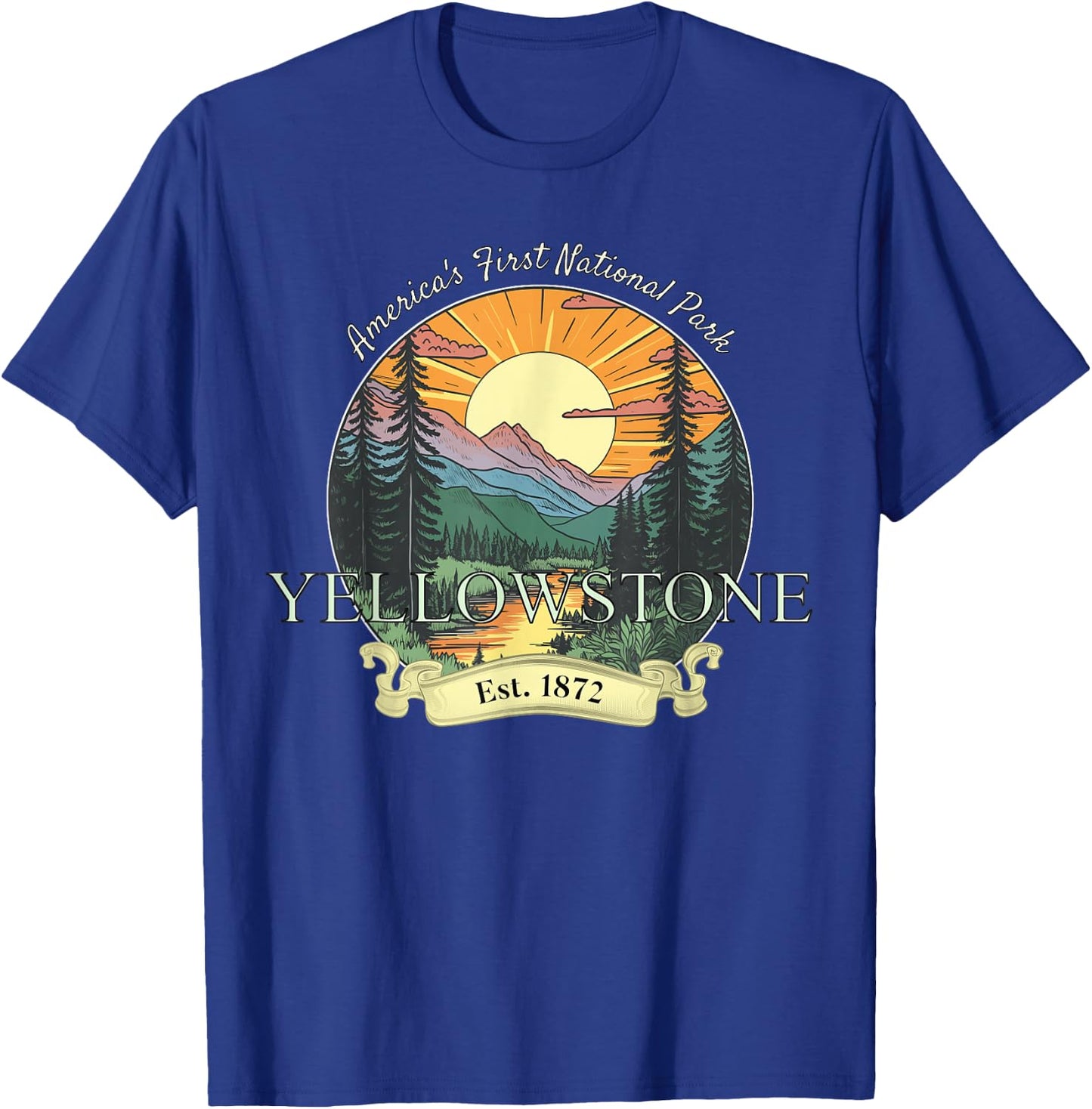 Yellowstone National Park Vacation Men Women Retro Vintage T-Shirt - T-Shirt | Royal