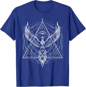 Phoenix Third Eyes Sacred Geometry Spiritual Geometric T-Shirt - T-Shirt | Royal