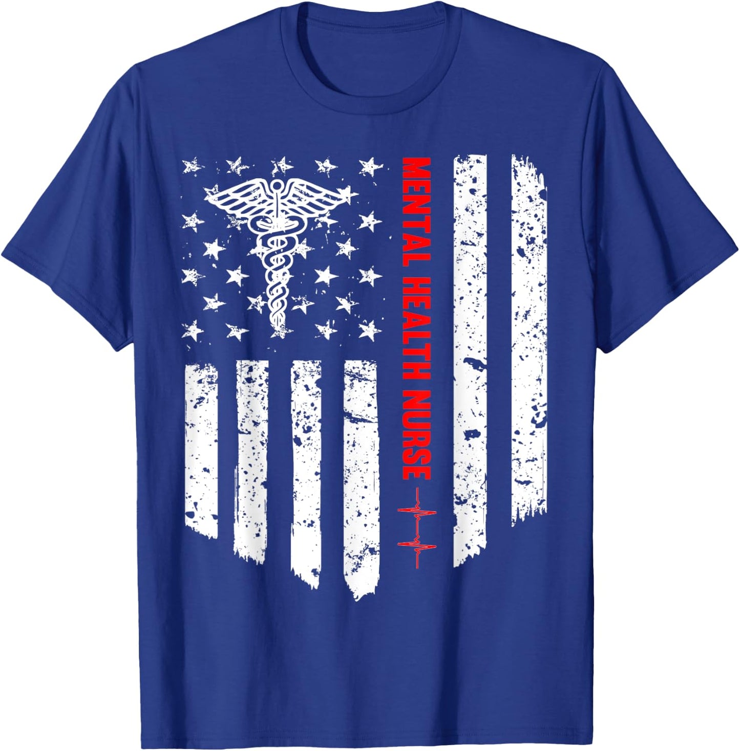 Mental Health Nurse American Flag RN Registered Nurse Gift T-Shirt - T-Shirt | Royal