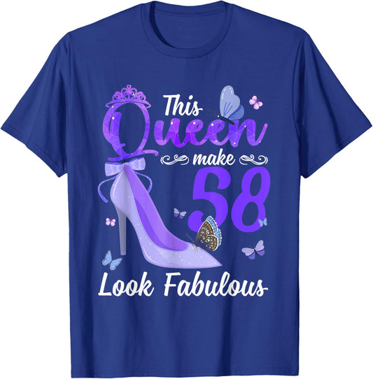 This Queen Makes 58 Look Fabulous 58th Birthday High Heels T-Shirt - T-Shirt | Royal