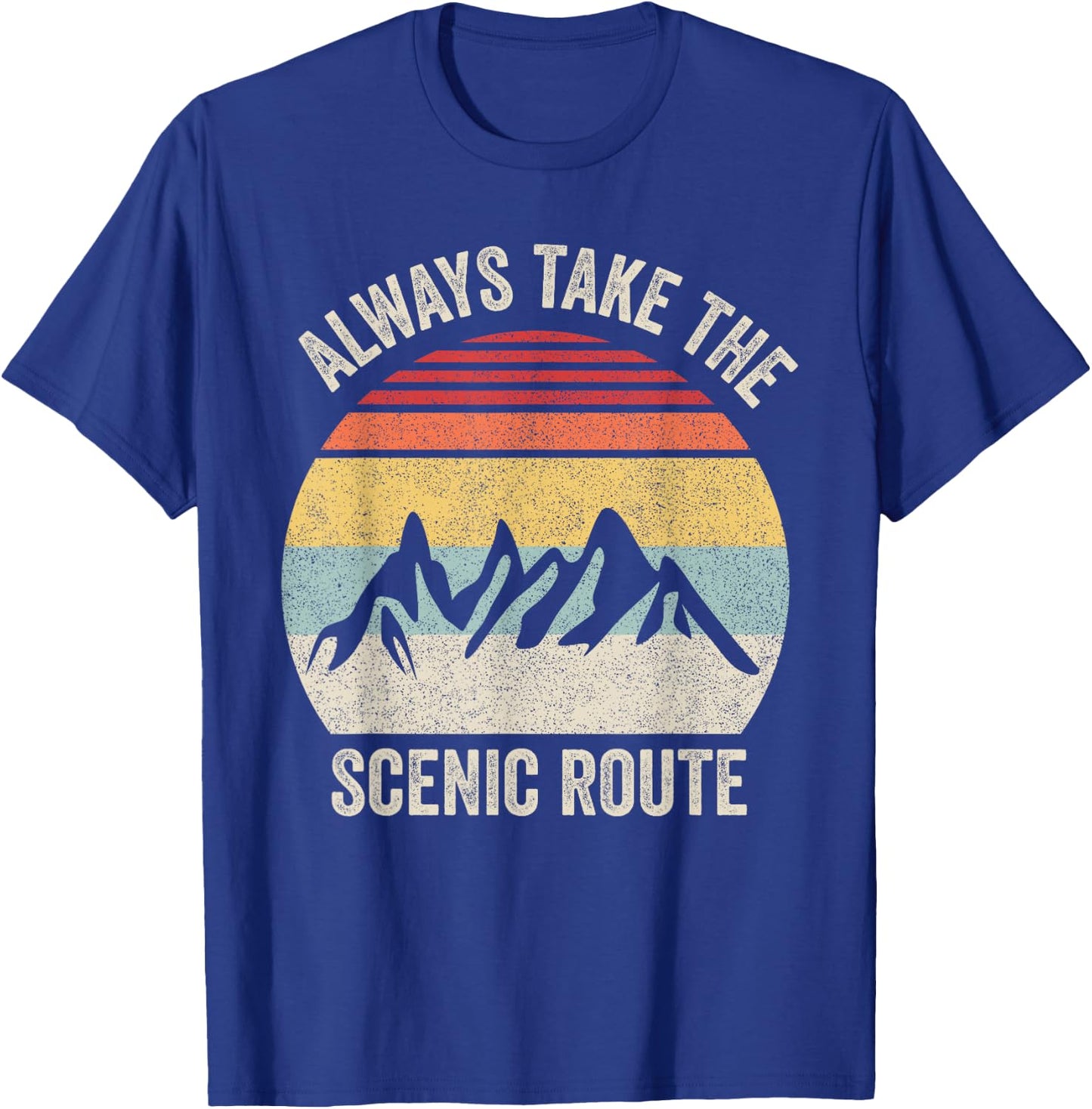 Retro Always Take the Scenic Route Shirt Adventure Travel T-Shirt - T-Shirt | Royal
