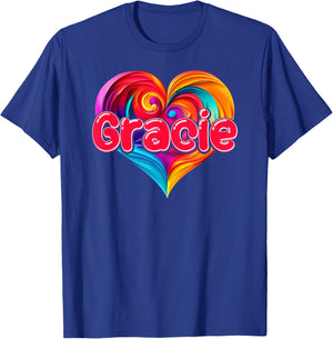 I Heart Love Gracie First Name Colorful Named T-Shirt - T-Shirt | Royal