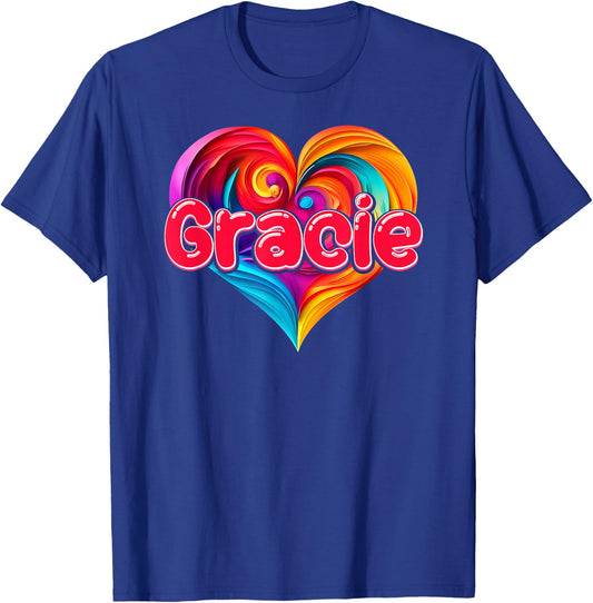 I Heart Love Gracie First Name Colorful Named T-Shirt - T-Shirt | Royal