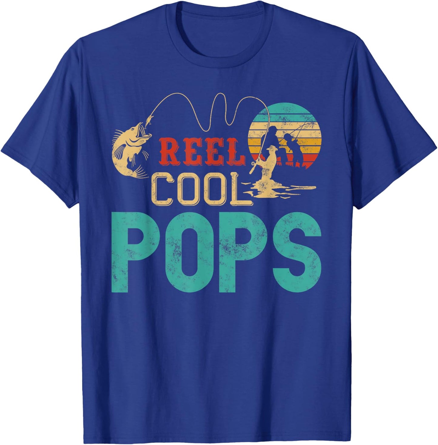 Fishing Reel Cool Pops Father’s Day Gift Fisherman Pops T-Shirt - T-Shirt | Royal