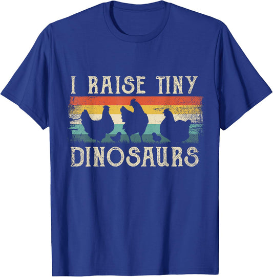 I Raise Tiny Dinosaurs Retro 70S Chicken Silhouette T-Shirt - T-Shirt | Royal