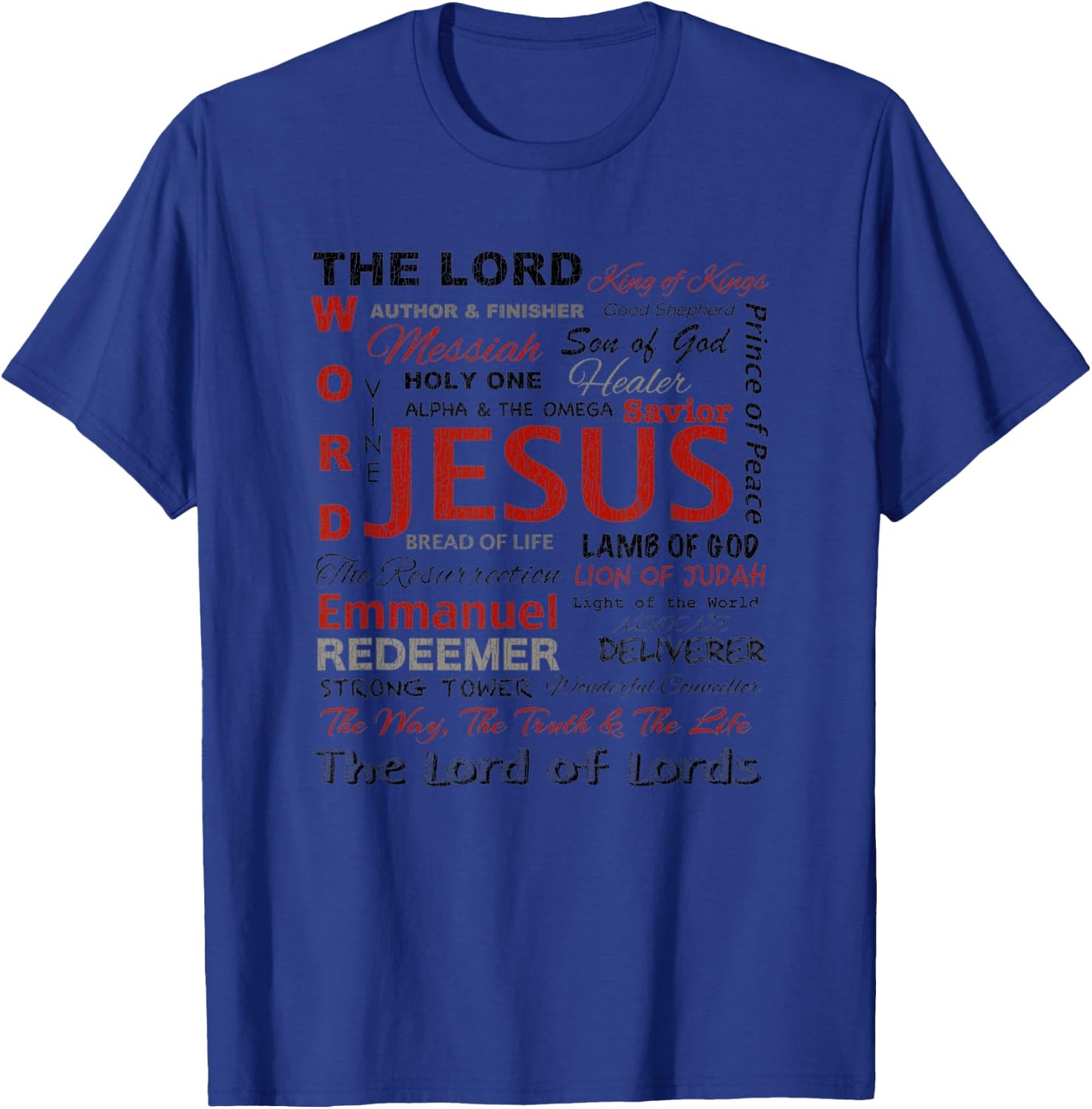 Vintage Names Of God Jesus Christ Bible Verse Christian T-Shirt - T-Shirt | Royal