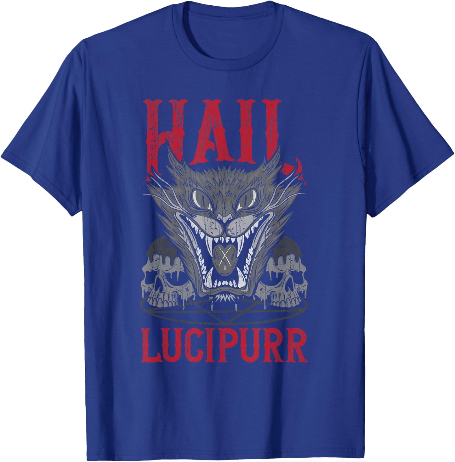 Hail Lucipurr Death Metal Cat Satan Men Women T-Shirt - T-Shirt | Royal