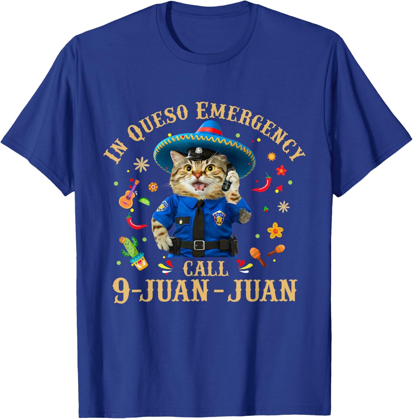 Funny Cinco De Mayo Paramedic Tacos Cat Lover 911 Dispatcher Men Women T-Shirt - T-Shirt | Royal