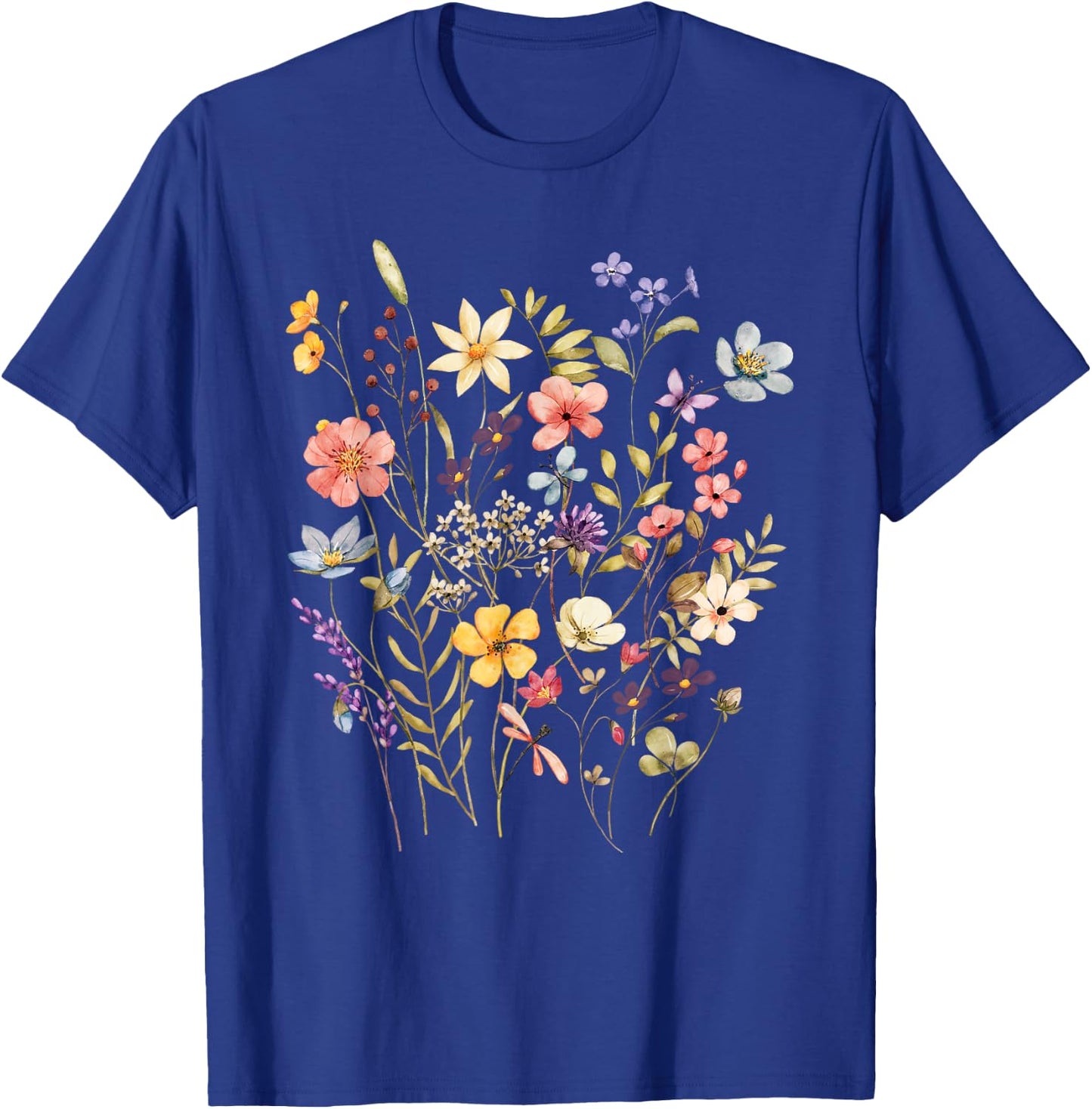 Vintage Flowers Women Wildflower Graphic Floral Gardening T-Shirt - T-Shirt | Royal