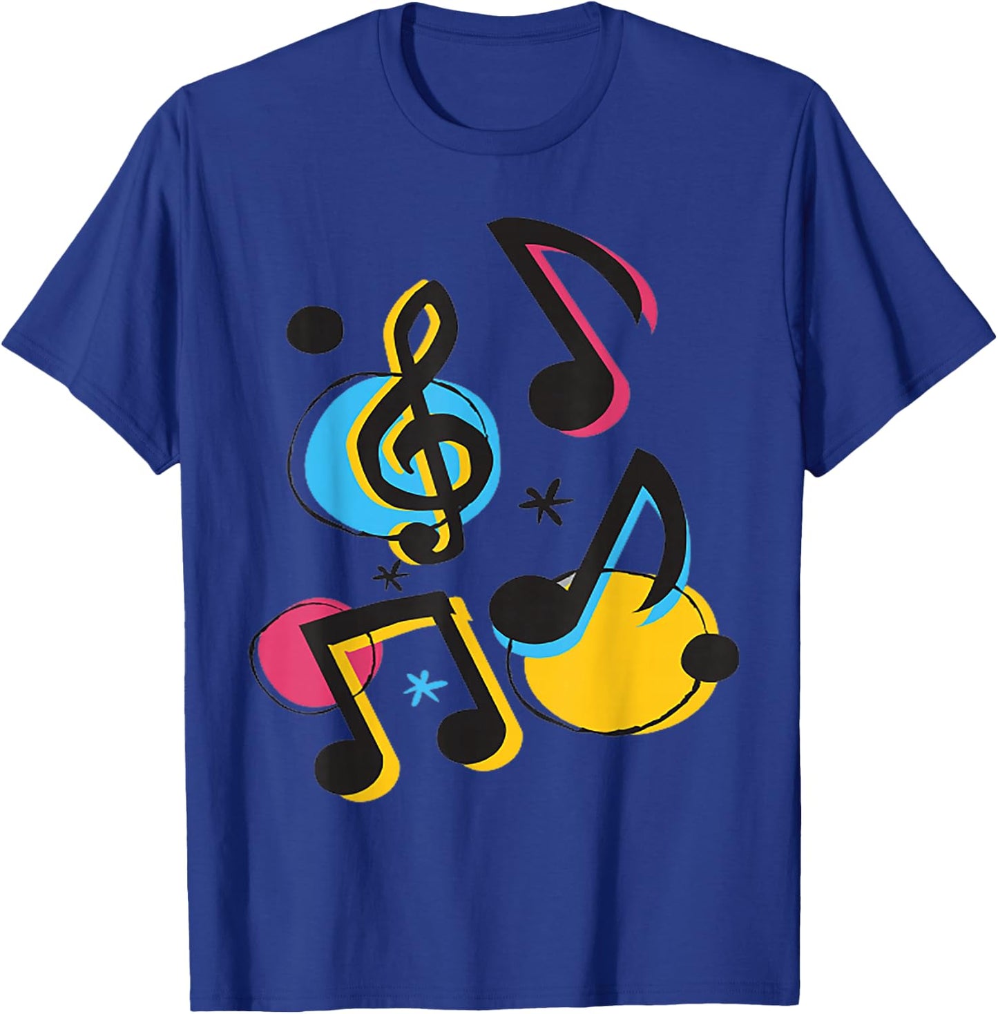 Retro Colored Music Notes Design for Musicians T-Shirt - T-Shirt | Royal