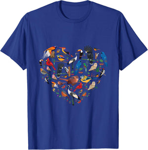 Birds lover heart Bird Watching men women kids T-Shirt - T-Shirt | Royal