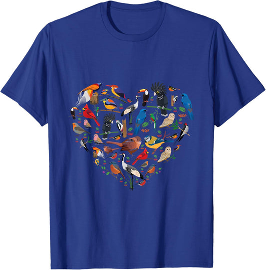 Birds lover heart Bird Watching men women kids T-Shirt - T-Shirt | Royal