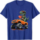 Kids Valentines Day T Rex Riding Monster Truck Funny Toddler Boys T-Shirt - T-Shirt | Royal