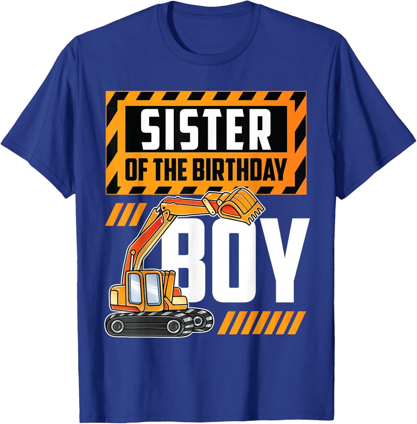 vehicle construction excavator Sister of the Birthday Boy T-Shirt - T-Shirt | Royal