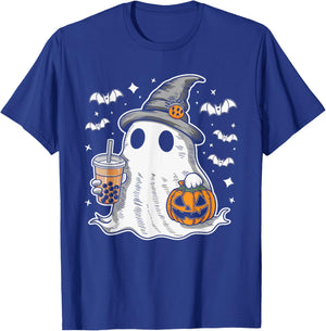 Ghost Milktea Ghost Drinking Bubble Tea T-Shirt - T-Shirt | Royal
