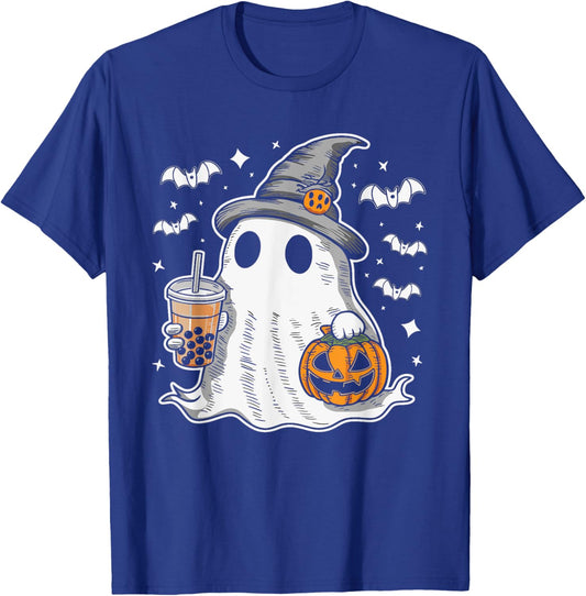Ghost Milktea Ghost Drinking Bubble Tea T-Shirt - T-Shirt | Royal