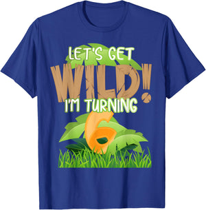 Cute Jungle Safari 6th Birthday Gift 6 Years Old Boys Girls T-Shirt - T-Shirt | Royal