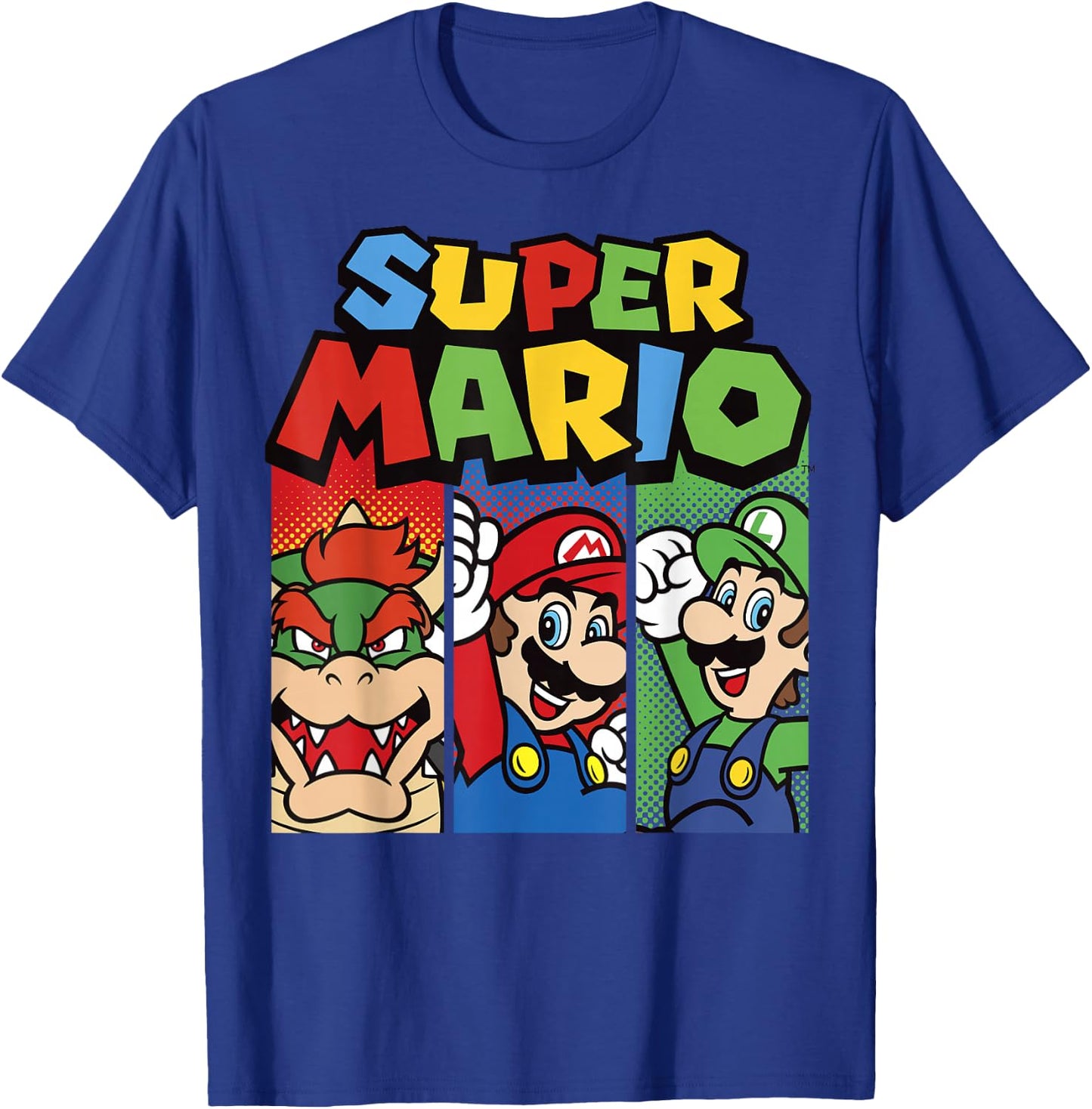 Super Mario Bros Vintage Old School Nintendo Hero Panels T-Shirt - T-Shirt | Royal