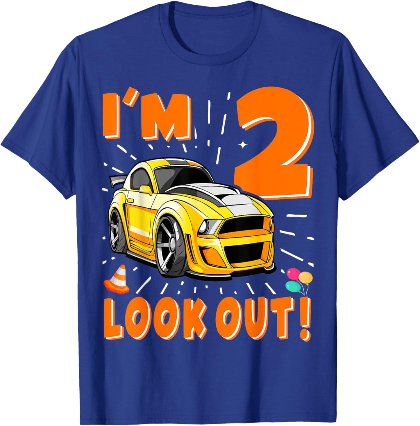 Two 2nd Birthday Boy Race Car 2 Years Old Car Racing T-Shirt - T-Shirt | Royal