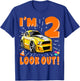 Two 2nd Birthday Boy Race Car 2 Years Old Car Racing T-Shirt - T-Shirt | Royal