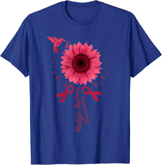 Sunflower Ribbon Multiple Myeloma Cancer Awareness T-Shirt - T-Shirt | Royal