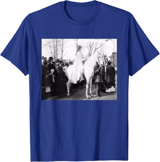 Suffragettes Protest On Horseback - Black, -Adults, Small, Short Sleeve, Regular Fit, Cotton, Women's History T-Shirt - T-Shirt | Royal
