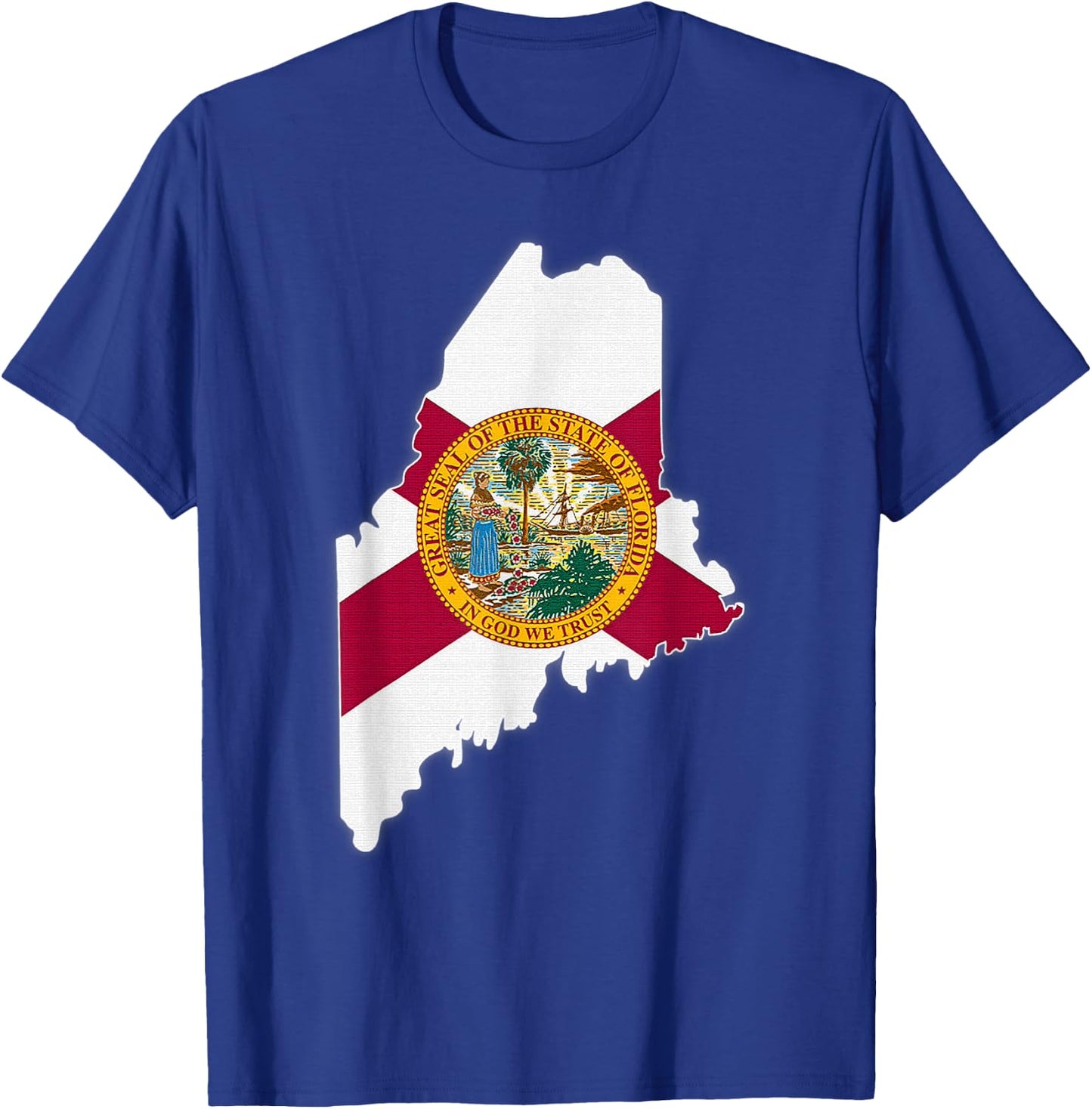 MAINE STATE MAP FLORIDA FL Flag Roots Men Women Gift T-Shirt - T-Shirt | Royal