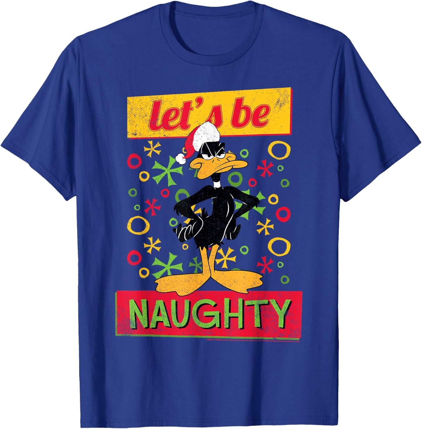 Looney Tunes Christmas Daffy Duck Let's Be Naughty Portrait T-Shirt - T-Shirt | Royal