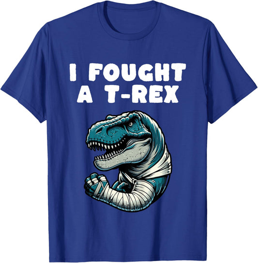 Kids Broken Arm Recovery Kids Boys Dinosaur T-Shirt - T-Shirt | Royal