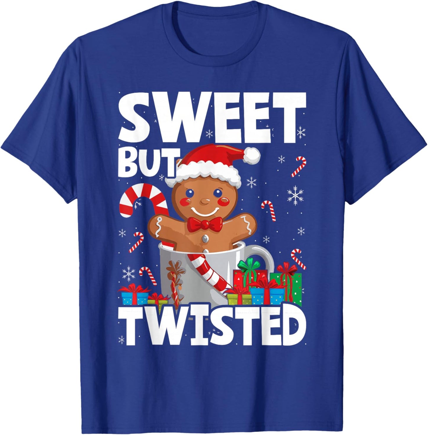 Funny Christmas Sweet But Twisted Gingerbread Candy Cane T-Shirt - T-Shirt | Royal