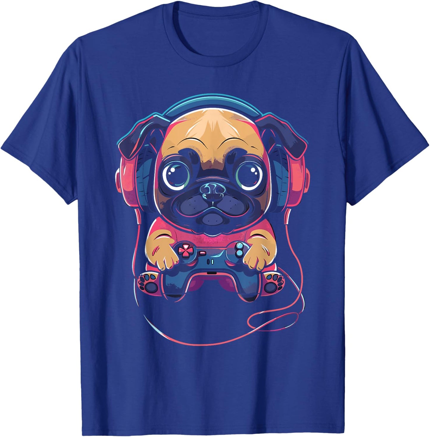 Gamer Pug Gaming Pugs Video Game Dog Lover For Boys Girls T-Shirt - T-Shirt | Royal