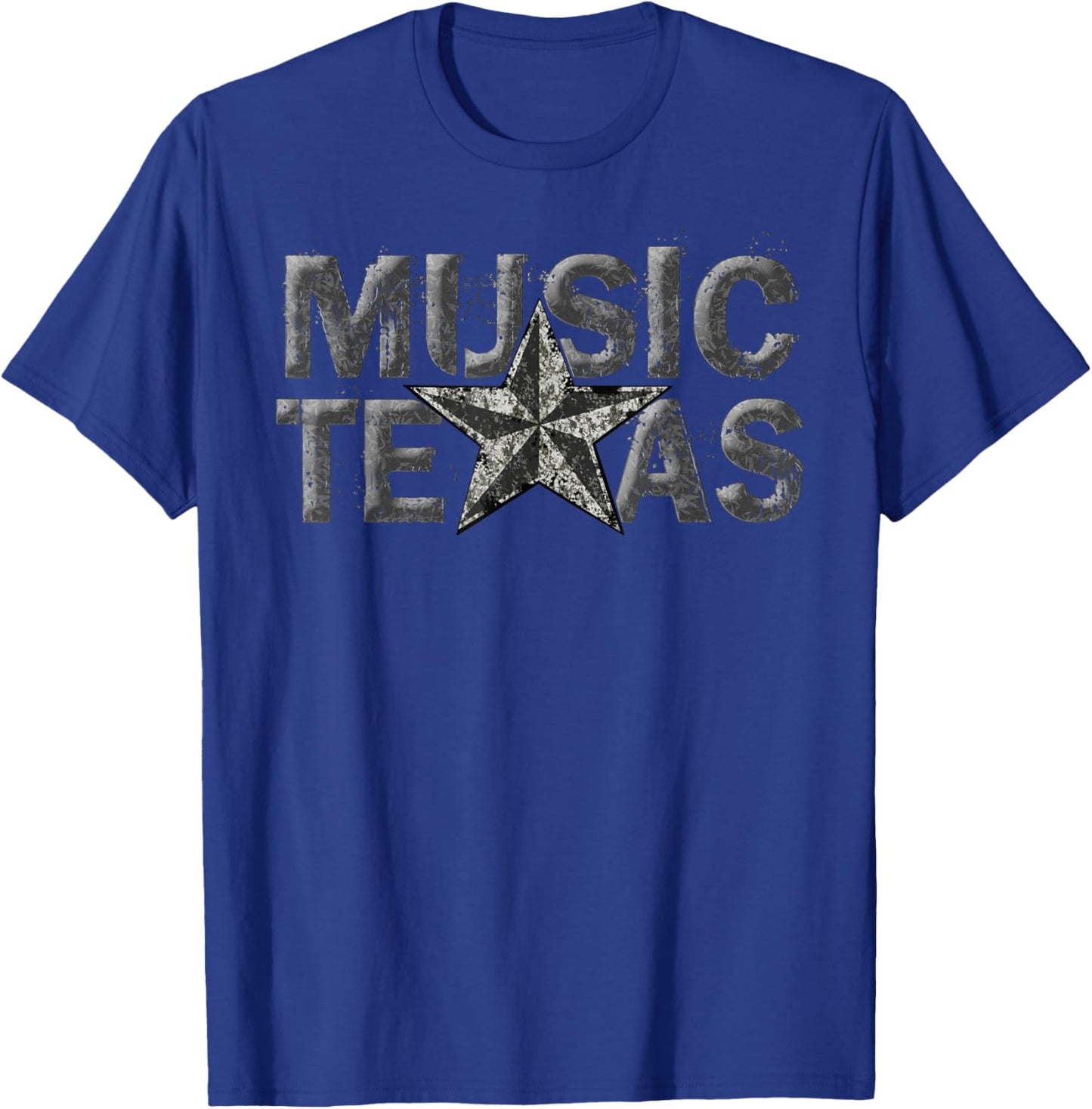 Music Texas Original 1990's Distressed Brand Logo Design T-Shirt - T-Shirt | Royal