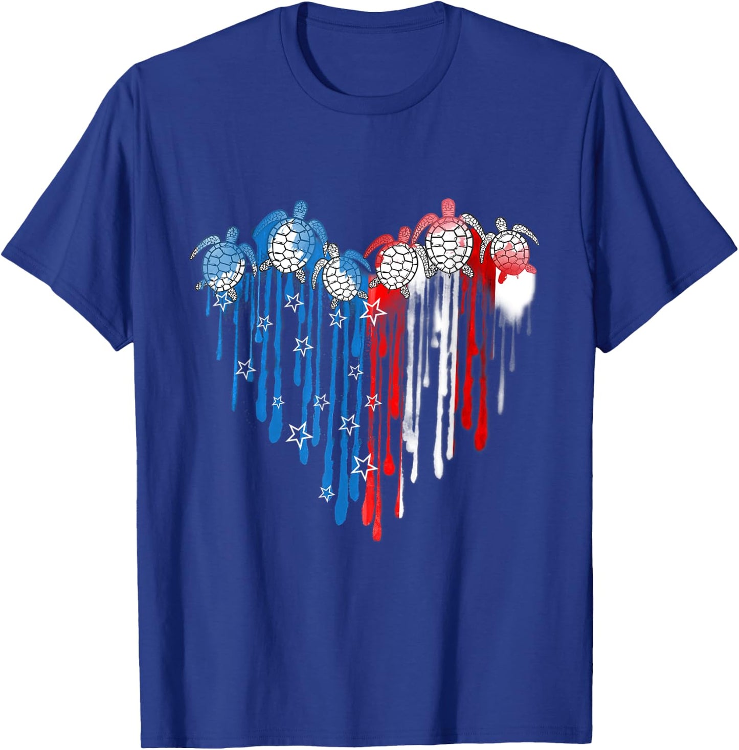 Turtles USA Flag Stars Stripes 4th of July Independence Day T-Shirt - T-Shirt | Royal