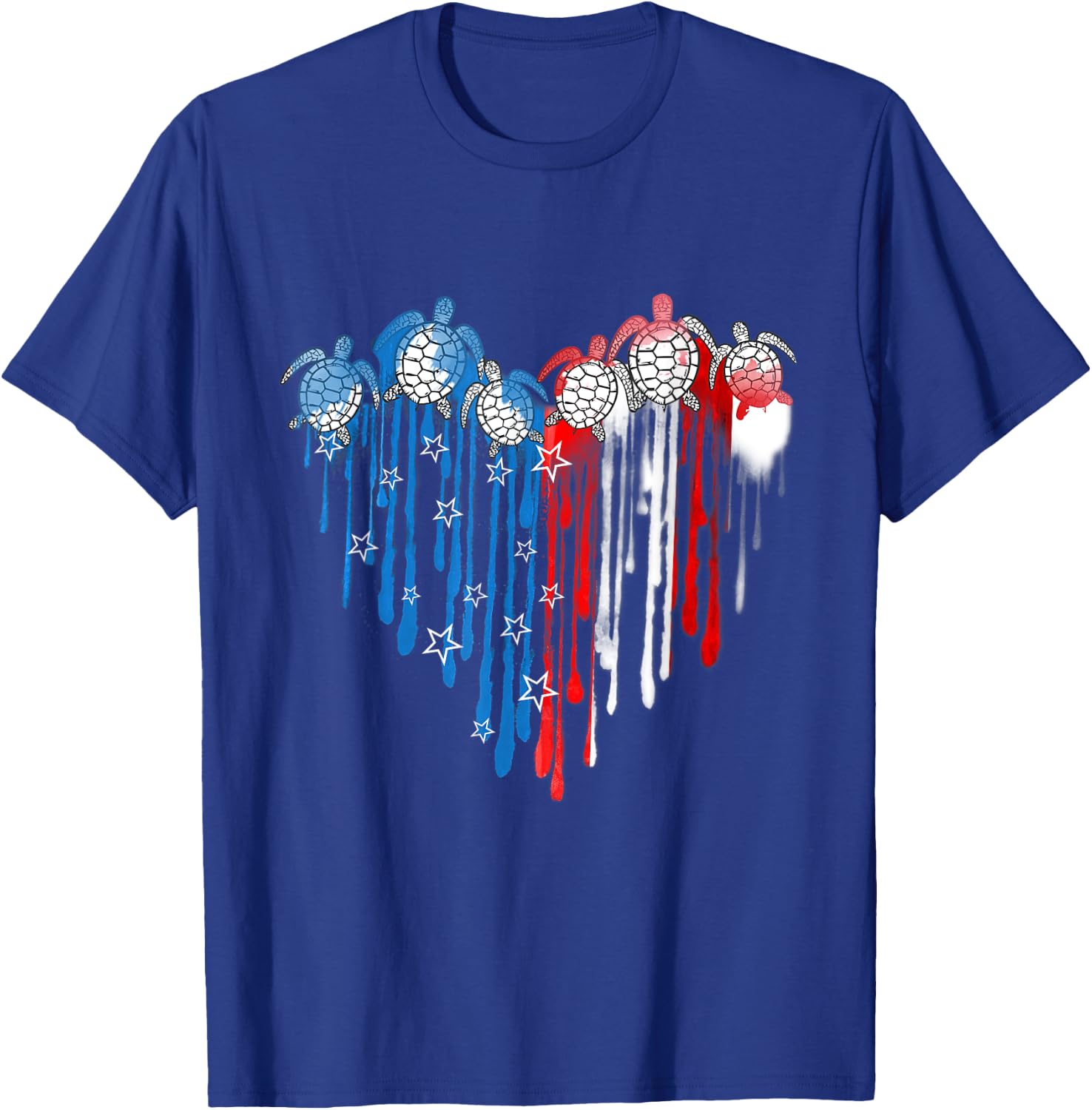 Turtles USA Flag Stars Stripes 4th of July Independence Day T-Shirt - T-Shirt | Royal