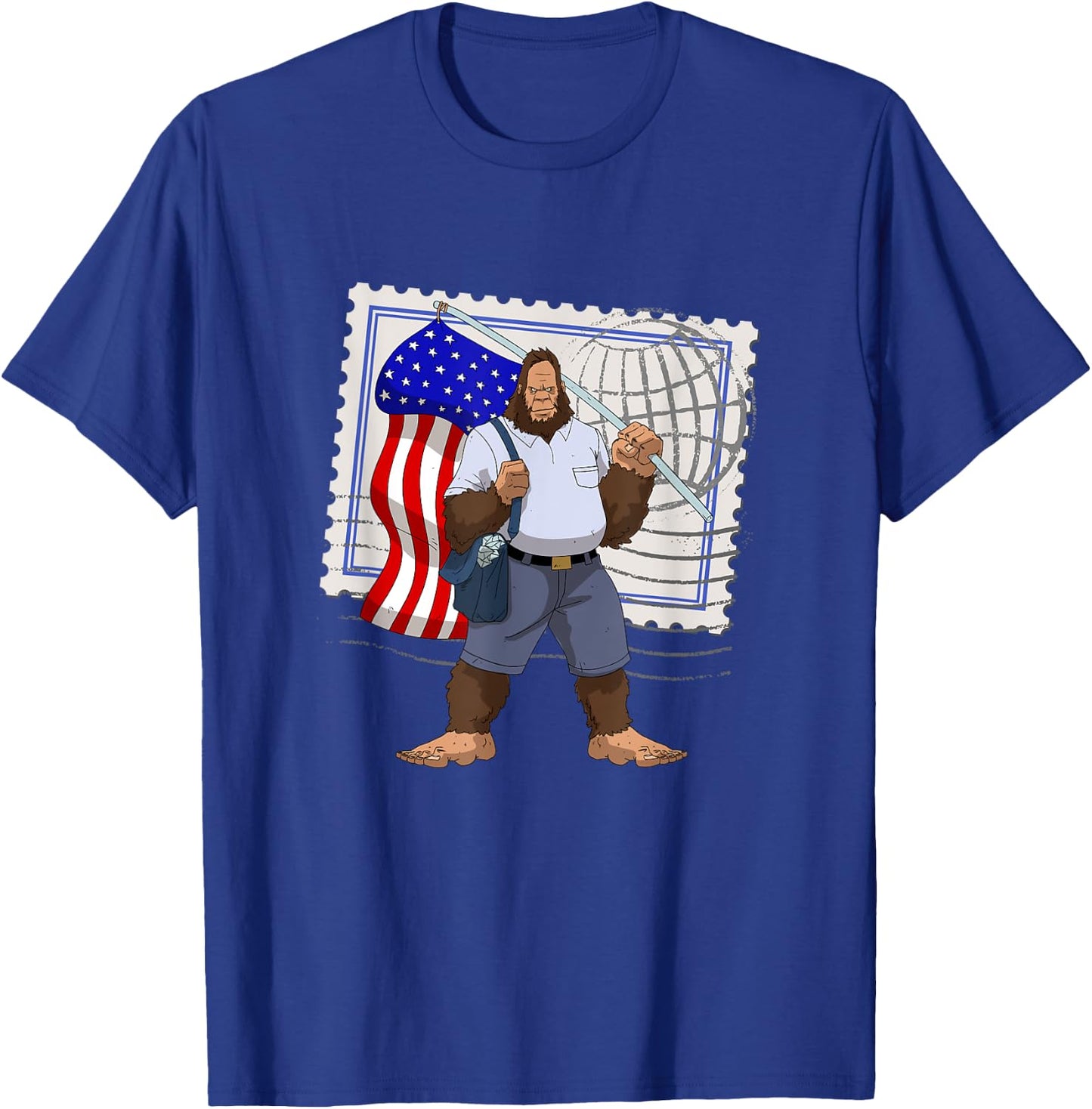 Bigfoot American Flag Protect US Postal Service T-Shirt - T-Shirt | Royal