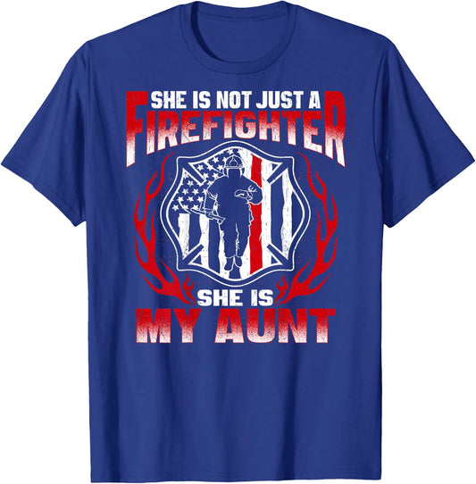 My Aunt Is A Firefighter Hero Proud Fire Niece Nephew Gifts T-Shirt - T-Shirt | Royal
