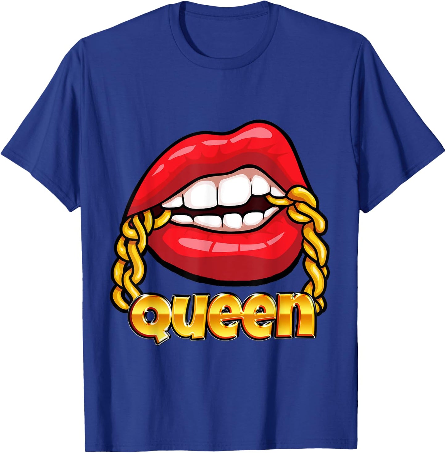 Juicy Lips Gold Chain Queen T-Shirt - T-Shirt | Royal