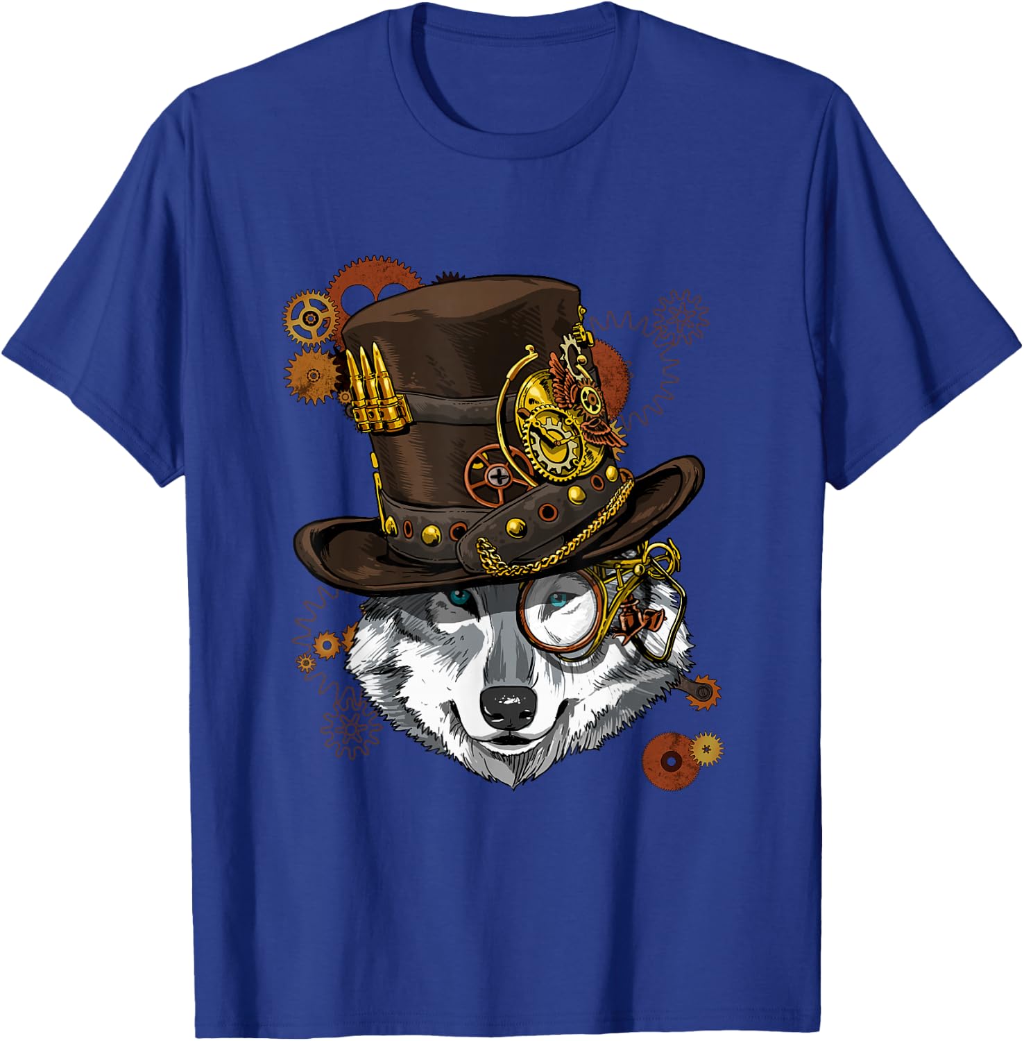 Wowsome! Steampunk Wolf Lovers - Black, -Adults, Short Sleeve, XS, US, Regular, Small T-Shirt - T-Shirt | Royal